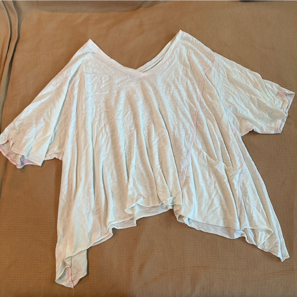 Free people oversized shark bite hem top - size S